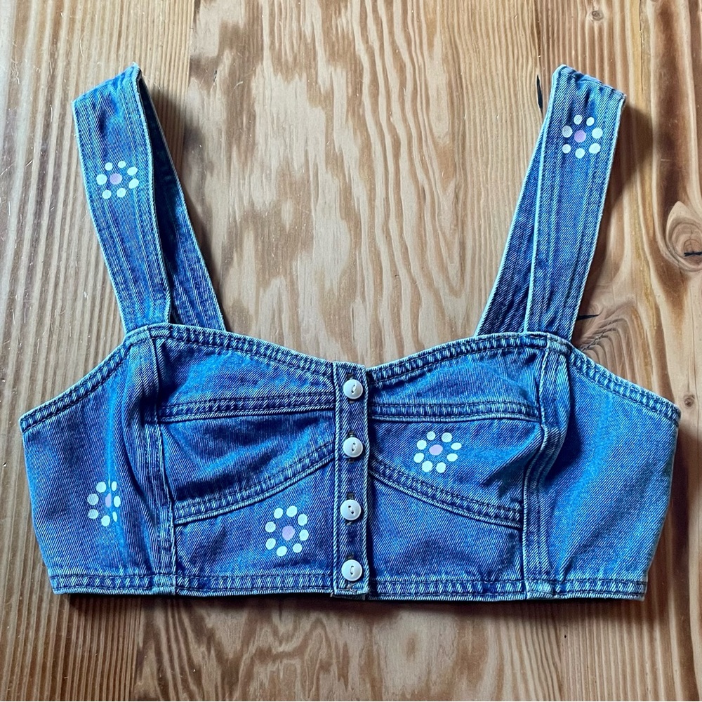 NWT Madewell Denim Sweetheart Bralette in Stamped Floral - Picture 4 of 9